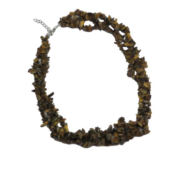 1990s Vintage Tiger's Eye Stone Chunky Necklace - Picture 3 of 4